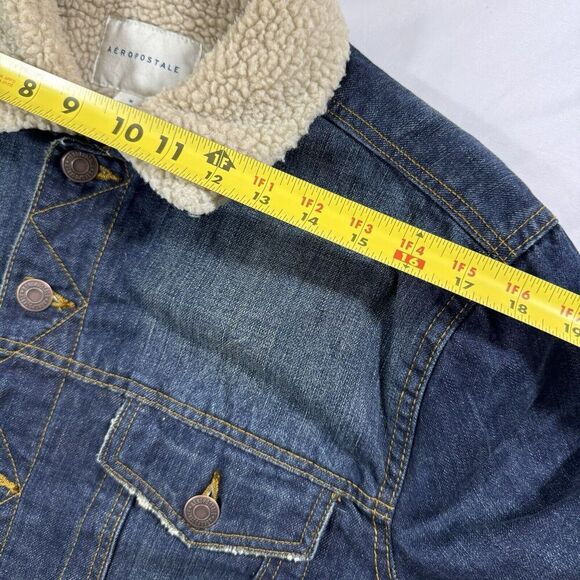 Aeropostate Sherpa-Lined Dark Wash Denim Trucker Jacket Winter Jacket Men Sz M - Picture 16 of 16